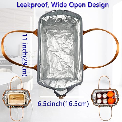 Miniatura 3 de FlowFly Bolsa de almuerzo aislada para mujeres, hombres, grande y reutilizable, con asa, bolsa de trabajo y viaje y organizador de preparación de