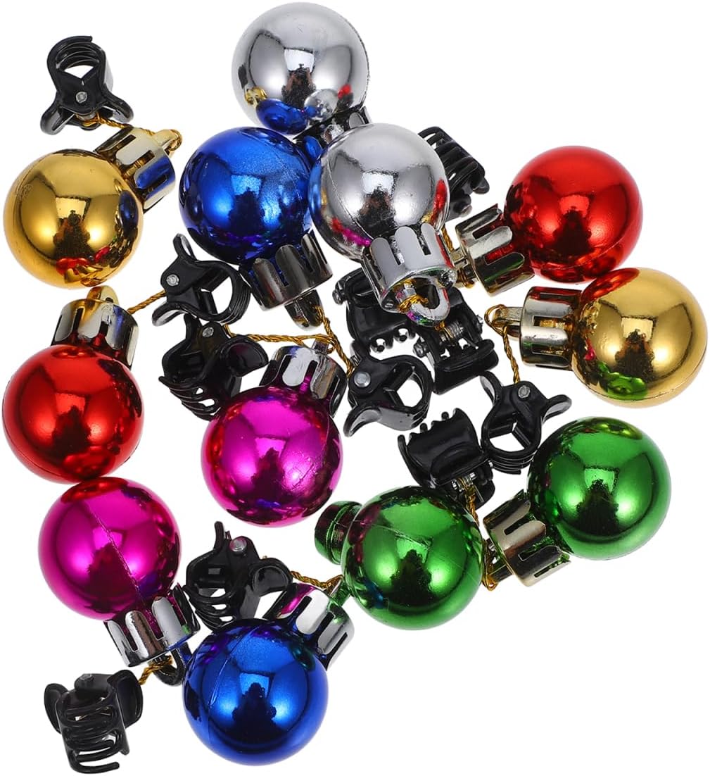 Artibetter 12pcs Beard Christmas Lights, Beard Ornaments for Men, Bell Hair Clips, Blue Blinking Lights, Ornaments Clips, Lights image 3