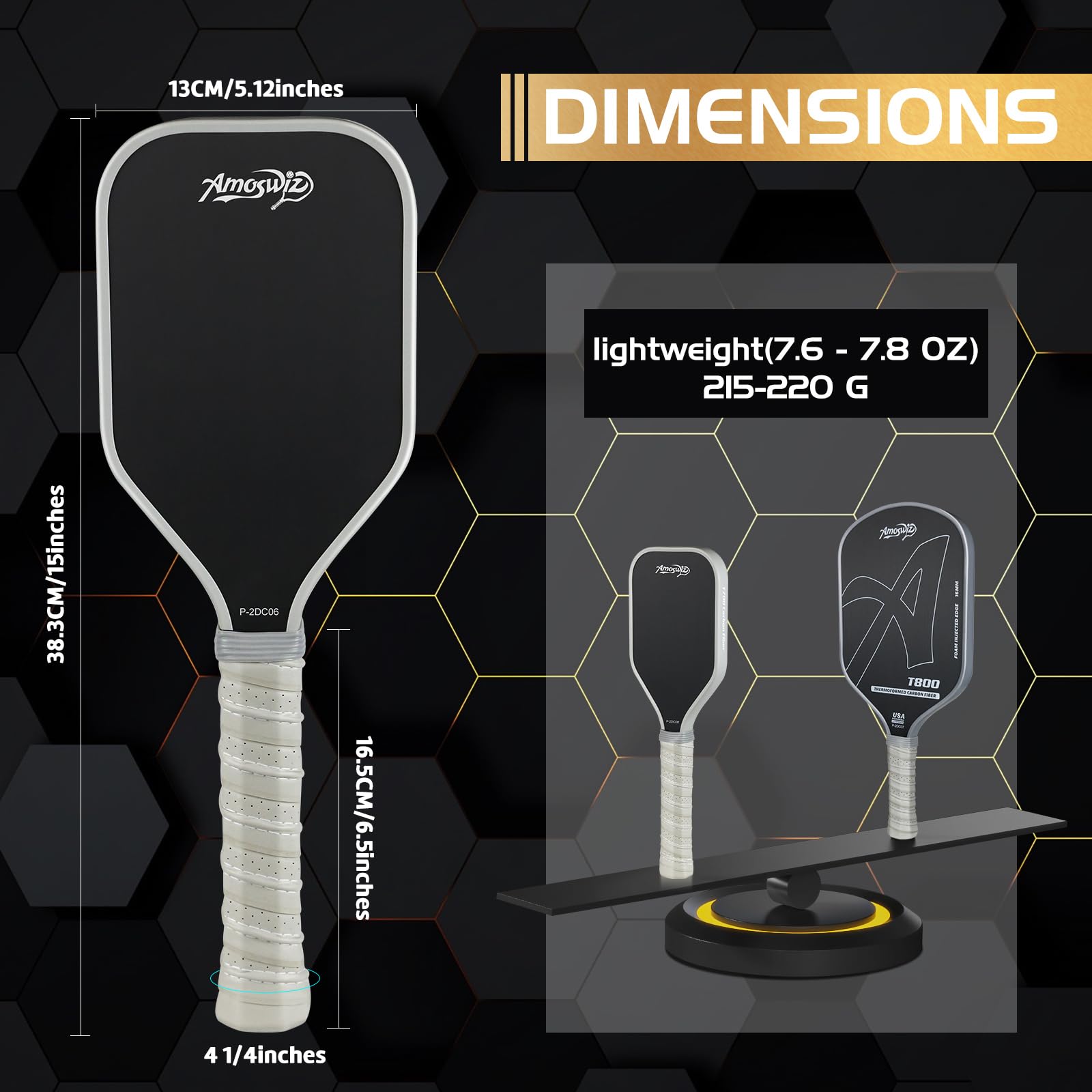 Pickleball Training Paddle, T700 Carbon Fiber Pickleball Practice Paddle, 16MM Sweet Spot Pickle Ball Racket Training Equipment, Gift for Men & Women