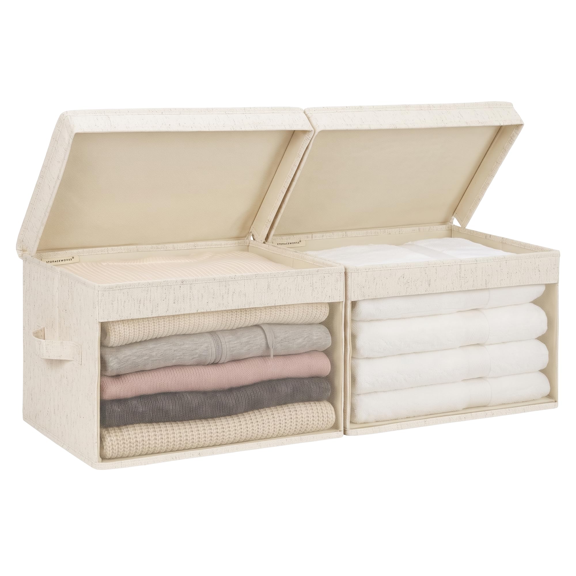 StorageWorks Fabric Storage Bins with Lids, Large Closet Storage Bins