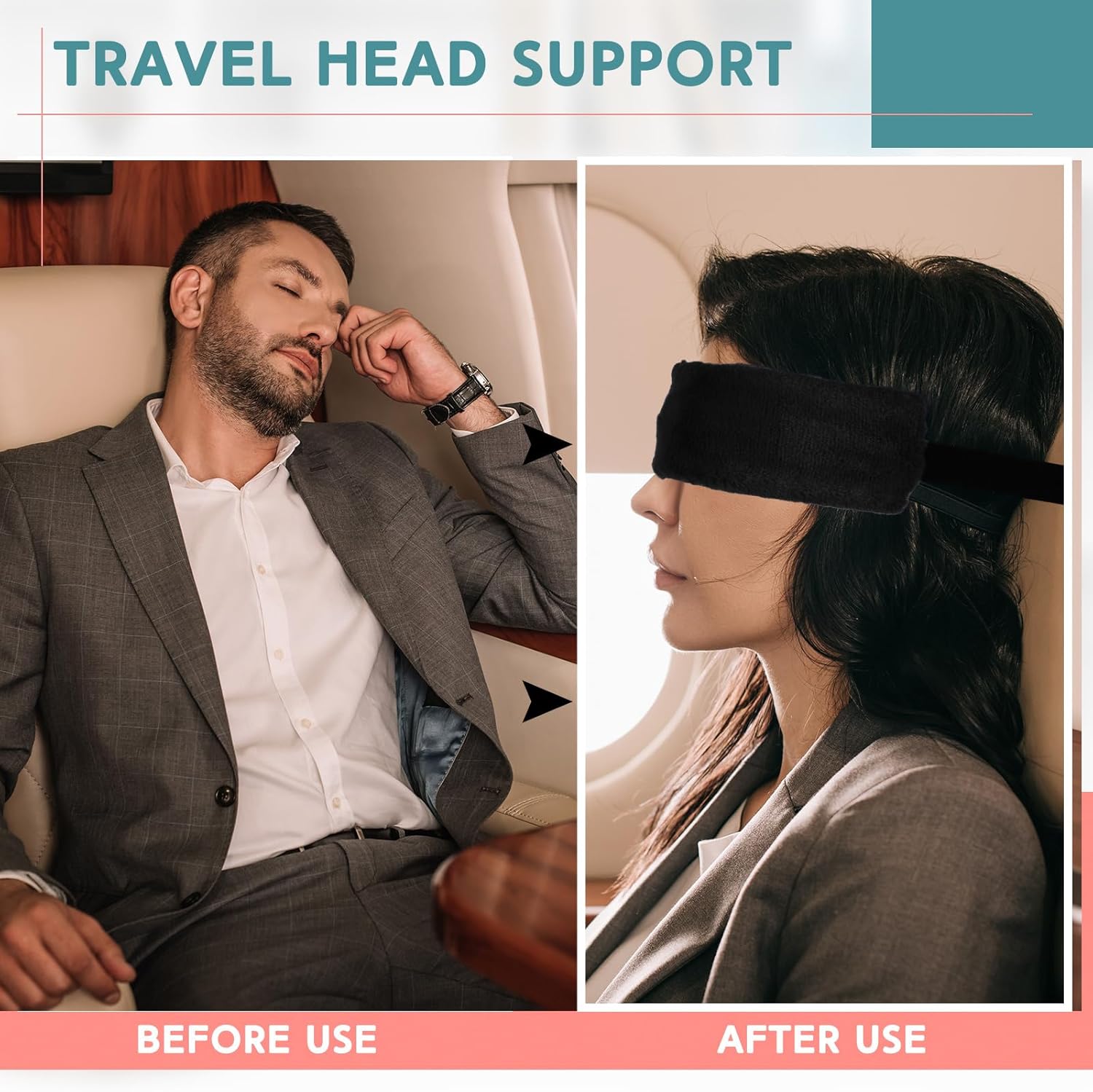 Xtinmee 2 Pcs Travel Pillow for Sleeping Airplane Headrest Airplane Head Strap Sleeper Pillow Travel Head Sleep Support Band with 2 Extension Straps for Car Plane Travel(Gray, Black) - Image 4