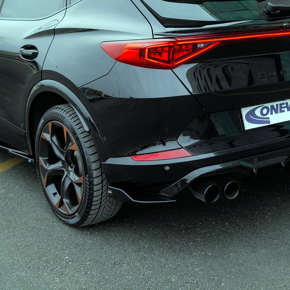 Oneway Jupes de pare-chocs arrière (coins) compatible avec Cupra Formentor 2020- - Version 2 - Noir brillant