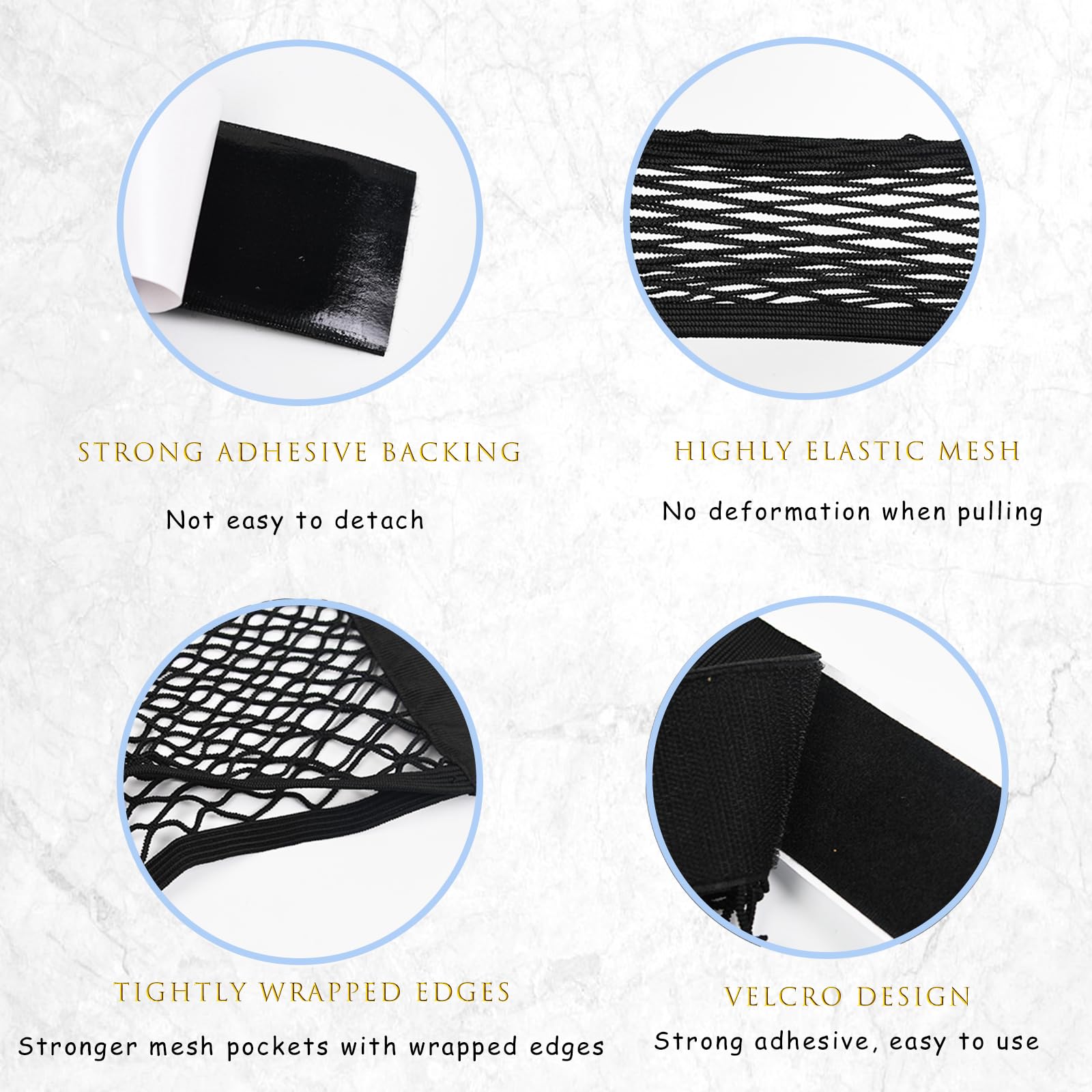 Universal Mesh Cargo Net With Hook & Loop Tape - 9.84x11.8" Storage Net For Car, Truck, RV