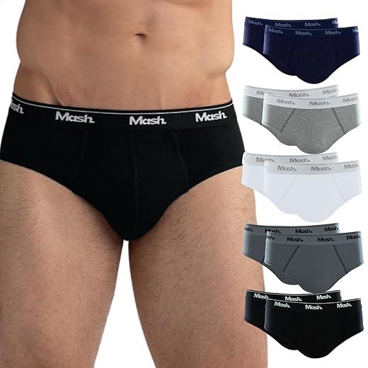 Kit 10 Cuecas Slip Algodão Cotton Hipoalergênica Masculino Mash