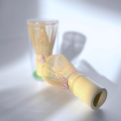 Miniatura 7 de Batidor tradicional de bambú matcha, Chasen de 120 puntas con dije de Sakura, 4 x 2.5 pulgadas, batidor de té natural para preparación de matcha