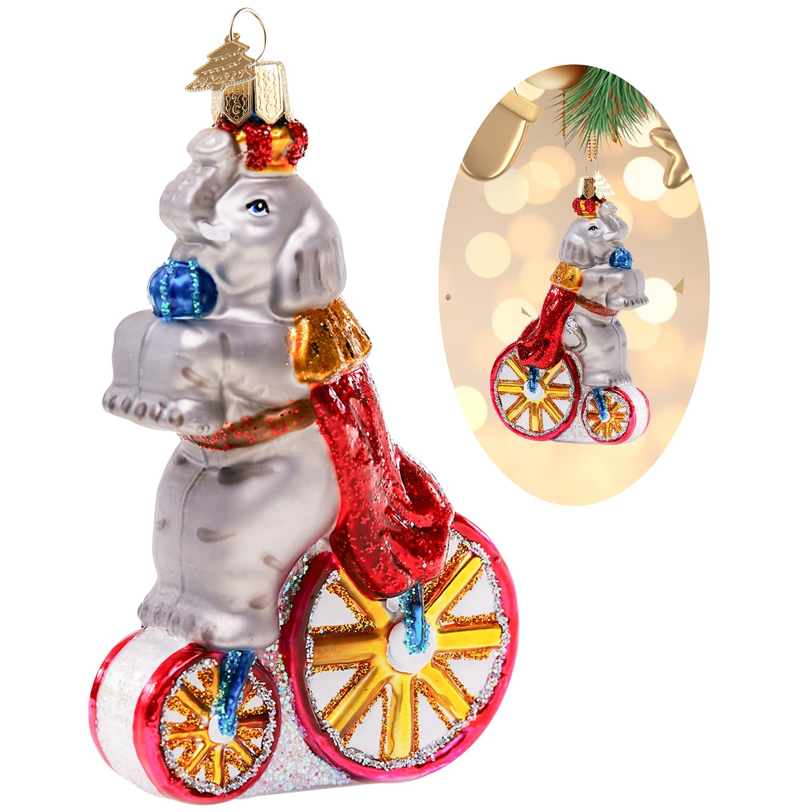 Décorations de sapin de Noël en forme d'éléphant suspendre en verre soufflé fete