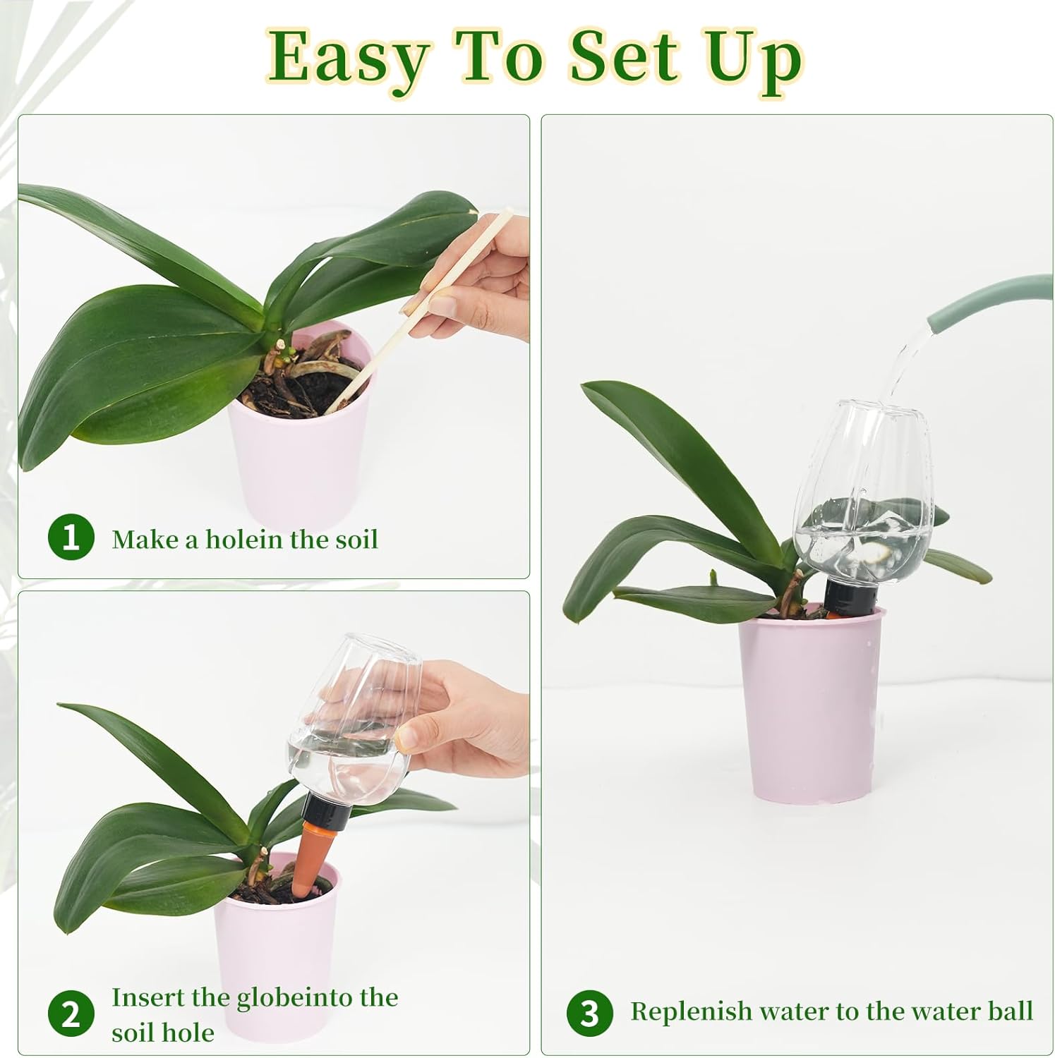 6pack Plant Self Watering Globes, Plastic Water Bulbs Top Fill, 12.3 oz Plant Watering Devices System Slow Release Terracotta, Water Spikes Stakes for Indoor (Clear-6pack)