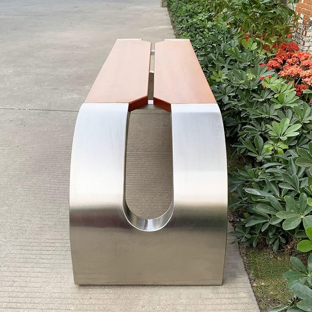 Patio Benches for Outdoors Creative Simple Outdoor Stainless Steel Bench Square Shopping Mall Rest Garden Viewing Leisure Seat Beach Chair Garden Benches for Outdoors