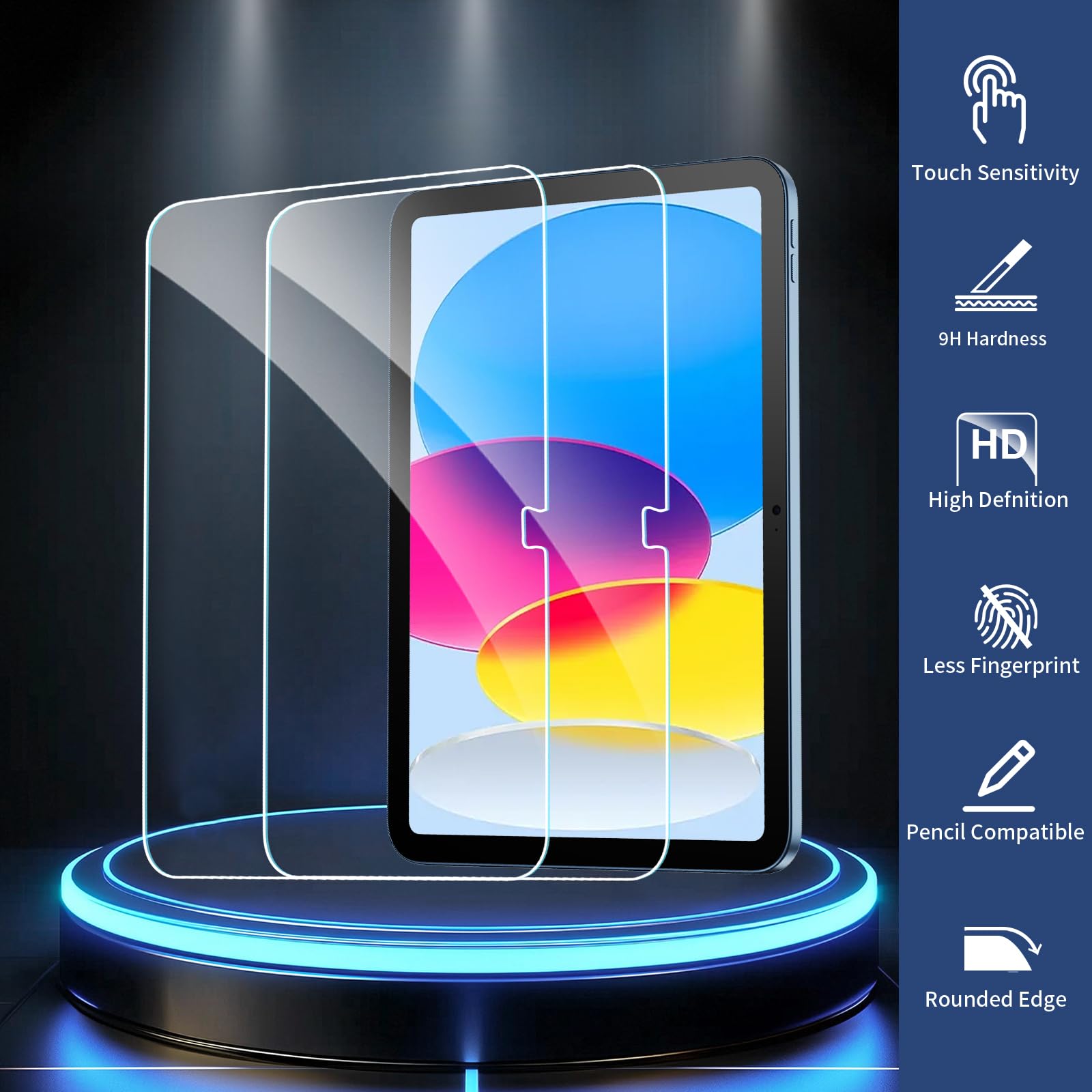SIBEITU Confezione da 2 pellicole protettive compatibili con iPad10a generazione da 10,9 pollici (modello A2696 / A2757 / A2777), pellicola in vetro temperato per iPad 10a generazione 2022 rilasciato.