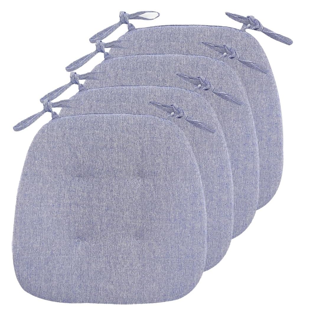 Coussin de chaise de cuisine antidérapant avec attaches bleu