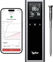 Vista 1 de Typhur Sync One - Termómetro inalámbrico inteligente para carne: base independiente con pantalla LCD, rango ilimitado de WiFi y Bluetooth