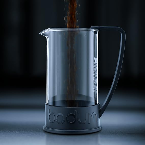 Bodum 11030-01US4 1-Liter 8-Cup Make French Press Coffee and Tea Maker, Borosilicate Glass, Silicone, Polystyrene Plastic (PS), Black