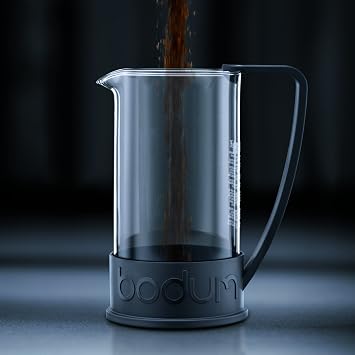 Bodum 11030-01US4 1-Liter 8-Cup Make French Press Coffee and Tea Maker, Borosilicate Glass, Silicone, Polystyrene Plastic (PS), Black