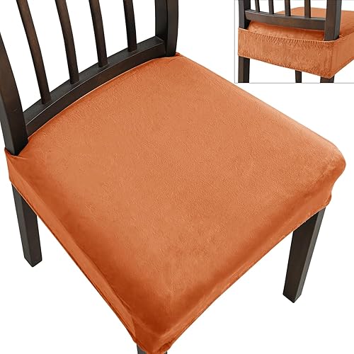 Juego de 6 fundas de asiento para sillas de comedor, de terciopelo elástico, extraíbles y lavables, para sillas de comedor (juego de 6, naranja)