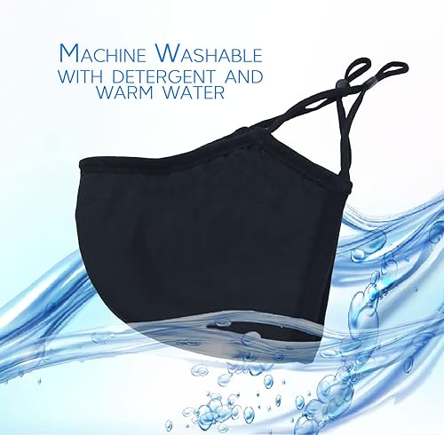 Miniatura 4 de WITHMOONS Máscara facial de tela, lavable, reutilizable, de 3 capas, transpirable, con alambre para la nariz, paquete de 12 unidades, EU0304, color