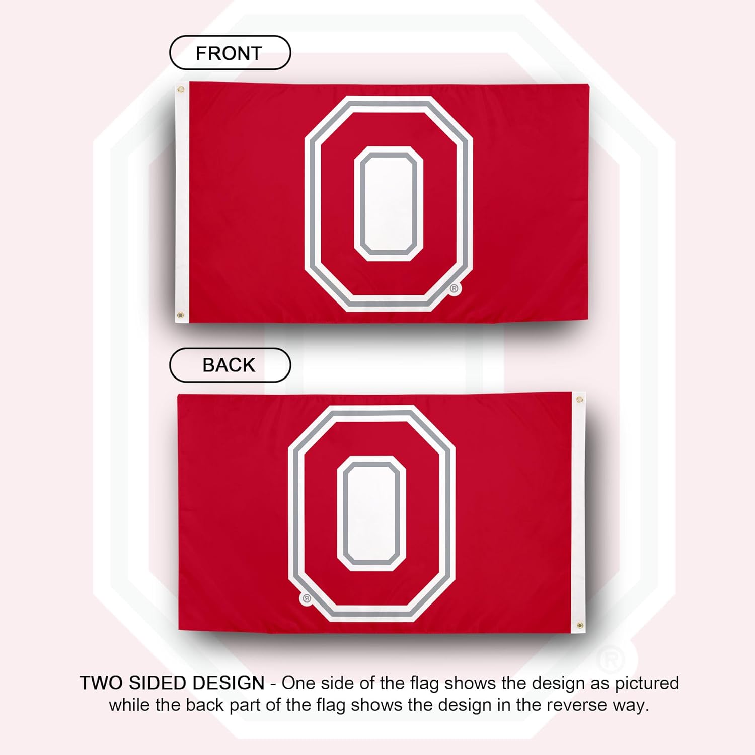 Desert Cactus Ohio State University OSU Flag - 3 x 5 Feet Buckeyes Banner, Indoor/Outdoor Durable Fabric, 100% Polyester Design (Style E) - Image 2