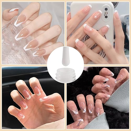 Miniatura 3 de Biutee Kit de sellos de uñas de punta francesa, sello de uñas de silicona con raspador de uñas, cabeza de sello transparente reemplazable, 0.3 fl