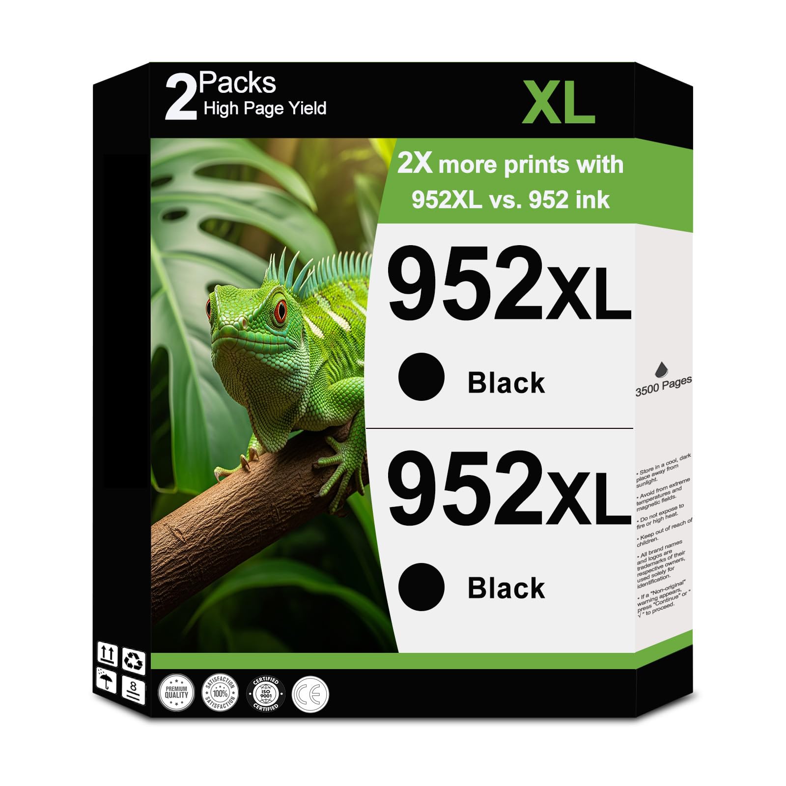 952XL Black Ink Cartridges 2 Pack Replacement for HP 952 XL Compatible for HP952 HP952XL Work with OfficeJet Pro 8710 8720 7740 8725 8210 8715 8702 8740 7720 8730 8216 8700 Printer