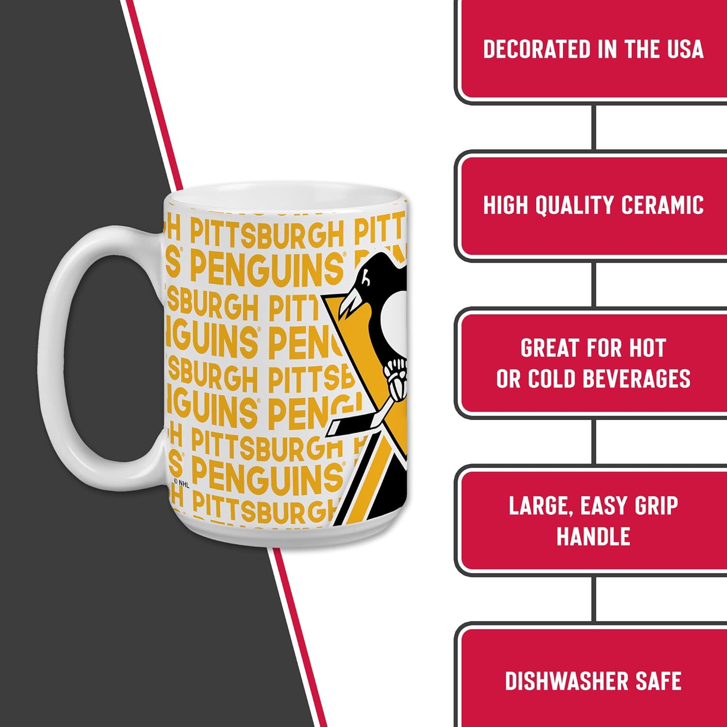 Rico Industries NHL Hockey Chicago Blackhawks 15 oz White Ceramic Mug - Image 5