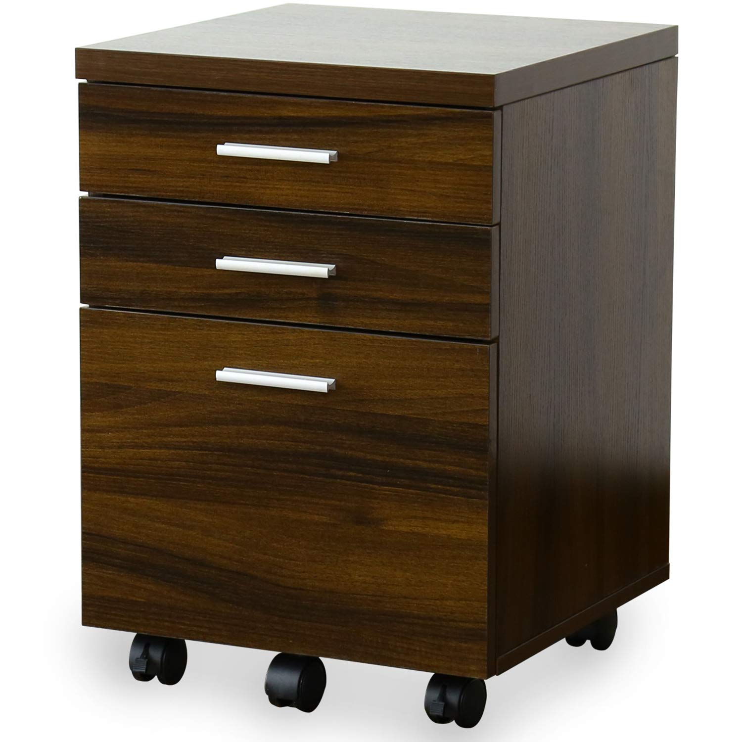 ウォルナット 引き出し付きデスク 3段チェスト付き