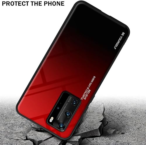 Miniatura 3 de Cadorabo Funda compatible con Huawei P40 PRO en rojo  negro  Funda de teléfono móvil de dos tonos hecha de silicona TPU y vidrio templado, cubierta