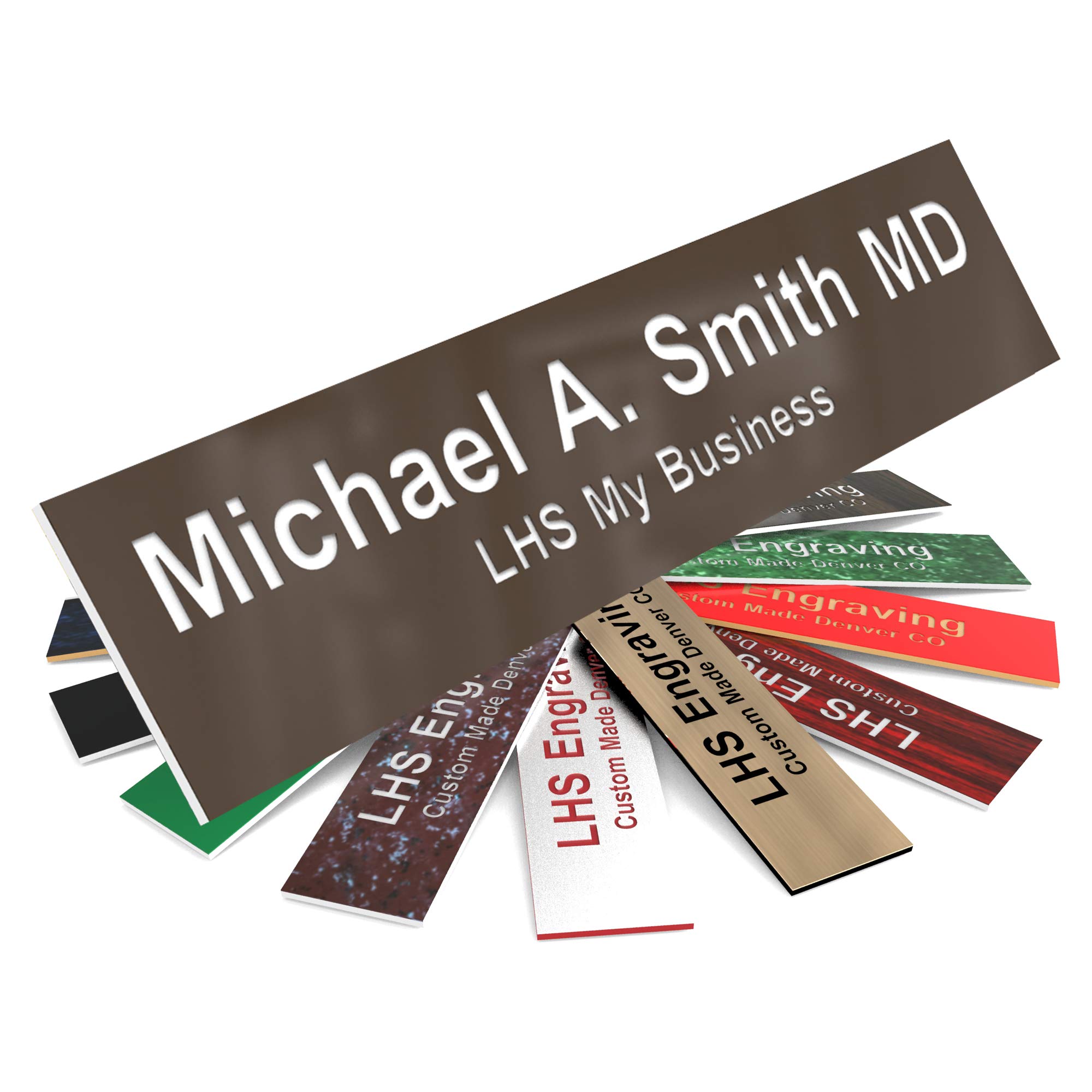 Custom Engraved Office Door Name Plate &amp; Desk Signs, Brown, 2x12