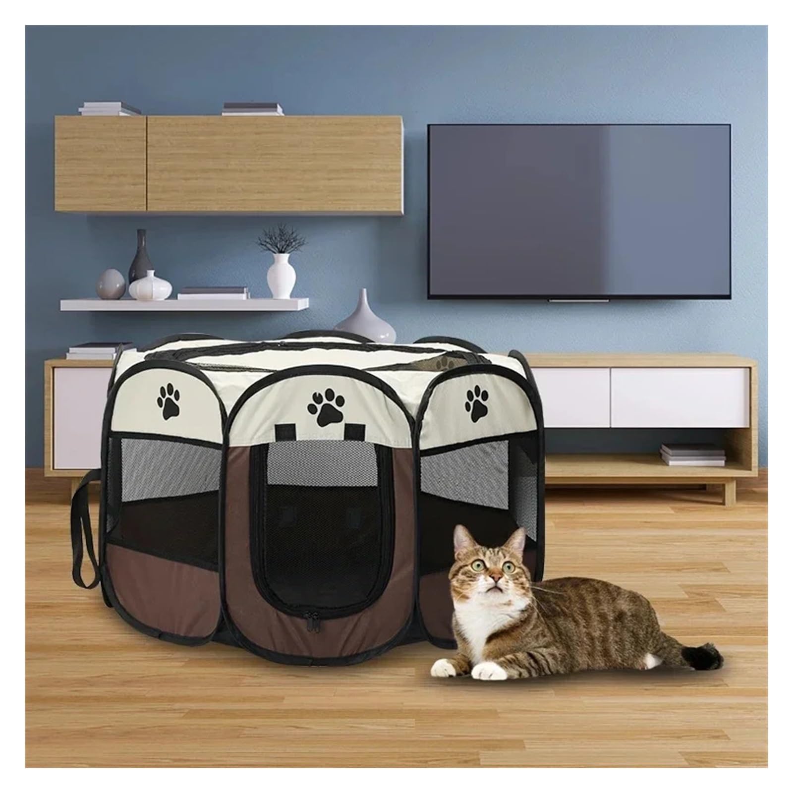 Tentpour animaux de compagnie Tente for animaux de compagnie pliable et portable, chenil octogonal, abri for chiots, facile à utiliser, extérieur, opération facile, grandes cages for chiens et chats(W