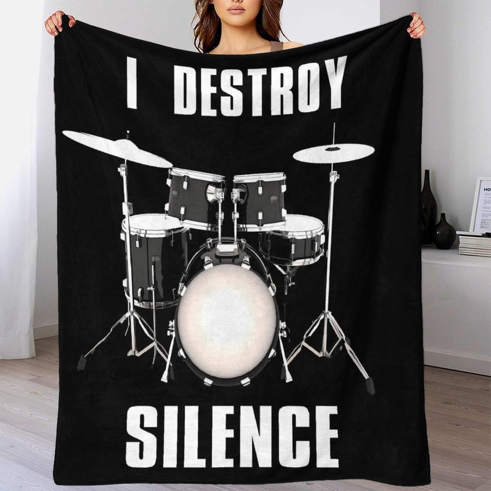 stampa 3D Drum set coperta da divano microfibra biancheria da letto non perde pelo coperta da relax morbida per regali per serate relax Rock music design 80×90inch(200x230cm)