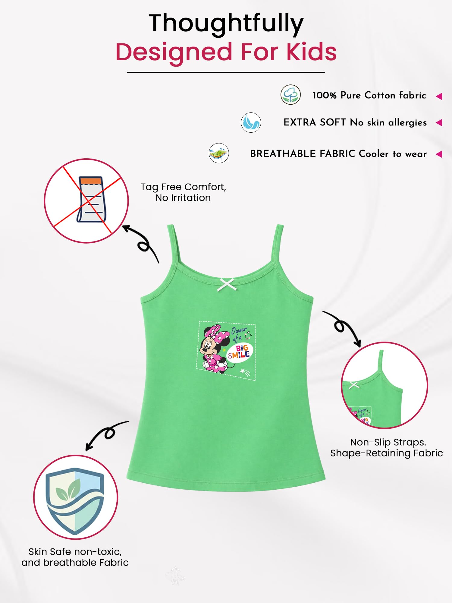 BODYCARE Girls' Regular Fit Vest (Pack of 3) (KIA9203-PK_Multicolor_5Y - 6Y) Multicolour 2
