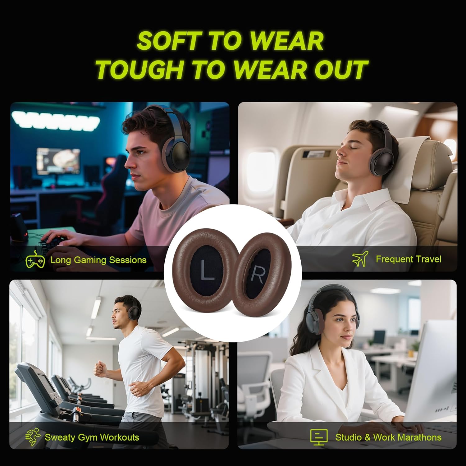 Replacement Ear Pads for Bose NC700 / 700 Noise Cancelling Headphones, Aurivor Lambskin Leather Earpad Covers/Cushion Kit with Plush Memory Foam, Thickened Comfort, Tear-Resistant Seams(Brown)