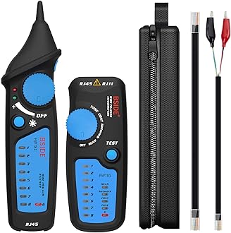 Bside Network Cable Tester RJ45 RJ11 Wire Tracker Telephone Line Tester LAN TV Electric Line Finder Toner Network Cable Collation Continuity Checker with Flashlight