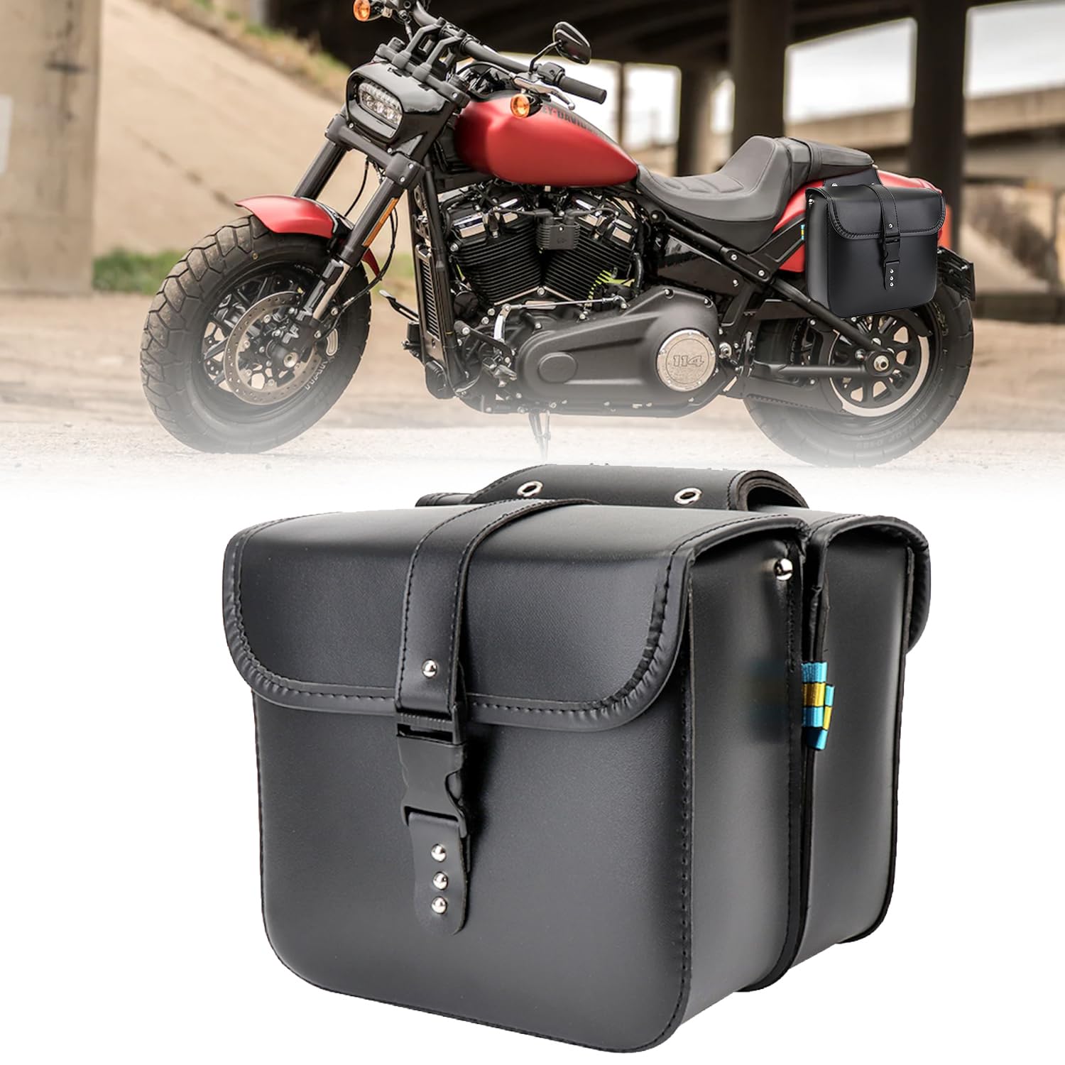 LICAEVEY Borse da Sella per Moto in Pelle PU Antipioggia, Borse Laterali da 16 Litri con Serratura, Misura Universale per Cruiser V Star 250 Shadow Aero Nightster Special