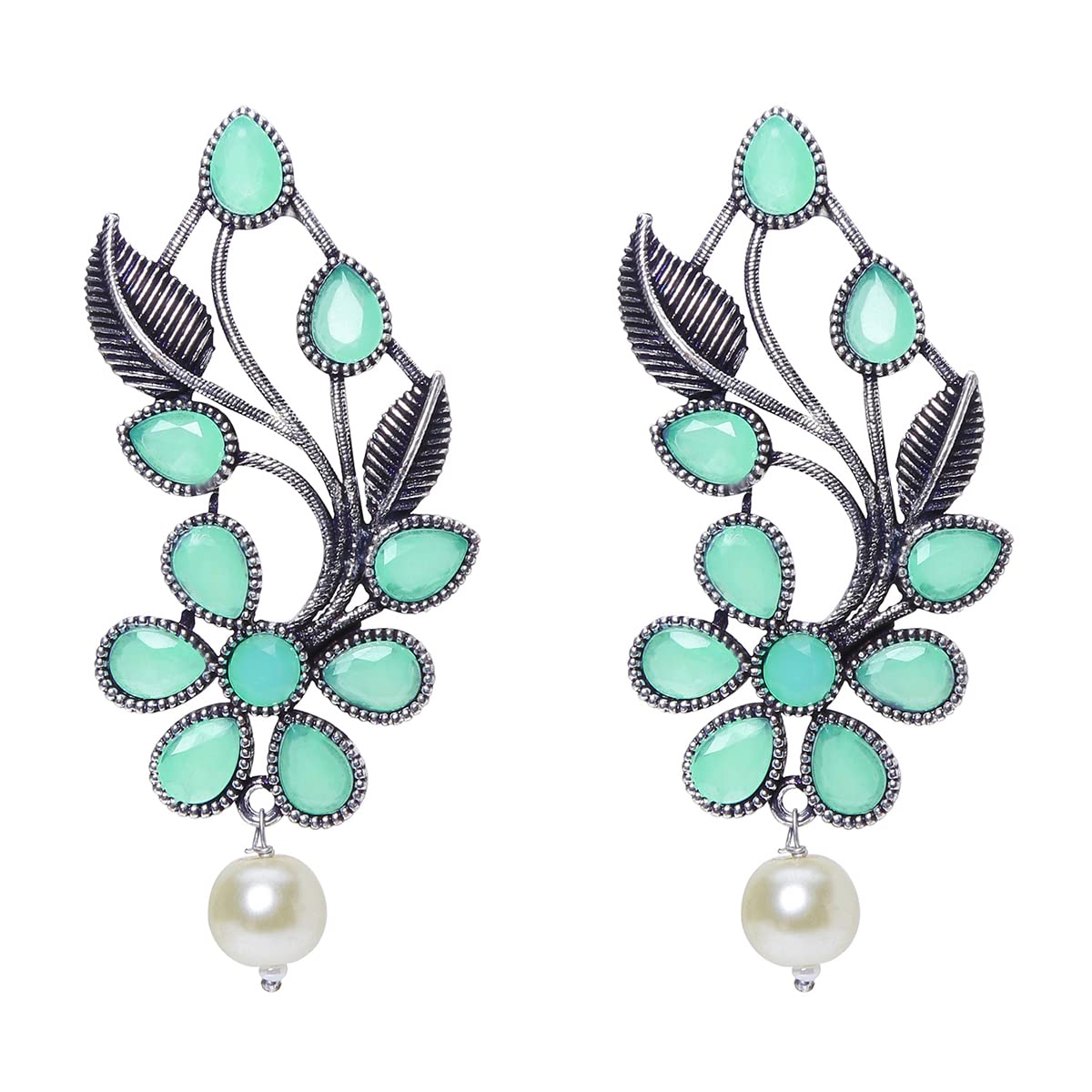 Amazon Brand - Myx Yellow Chimes For Myx Earrings For Women Silver Oxidised Floral Designed Green Stone Beaded Drop Earrings For Women And Girls (B0BD8PLF51) Amazon Price History, Amazon Price Tracker
