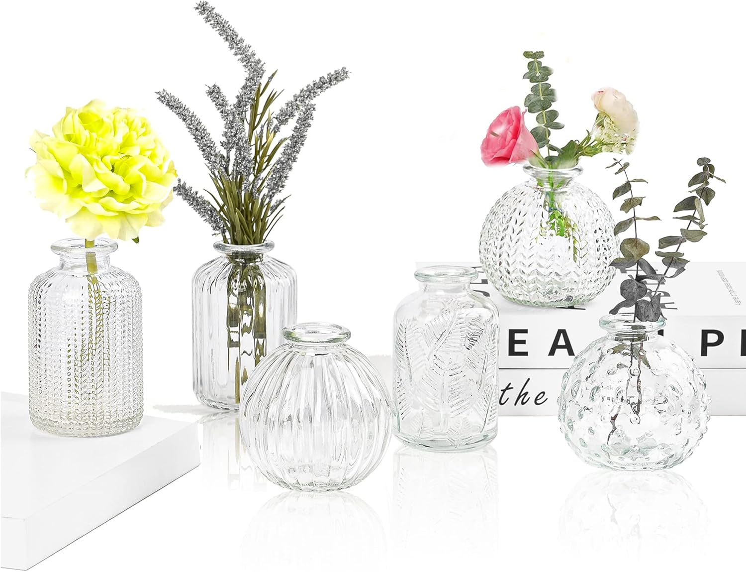 Small Vases for Flowers Esmiome Bud Vase Glass 6pcs/Set Clear Pumpkin