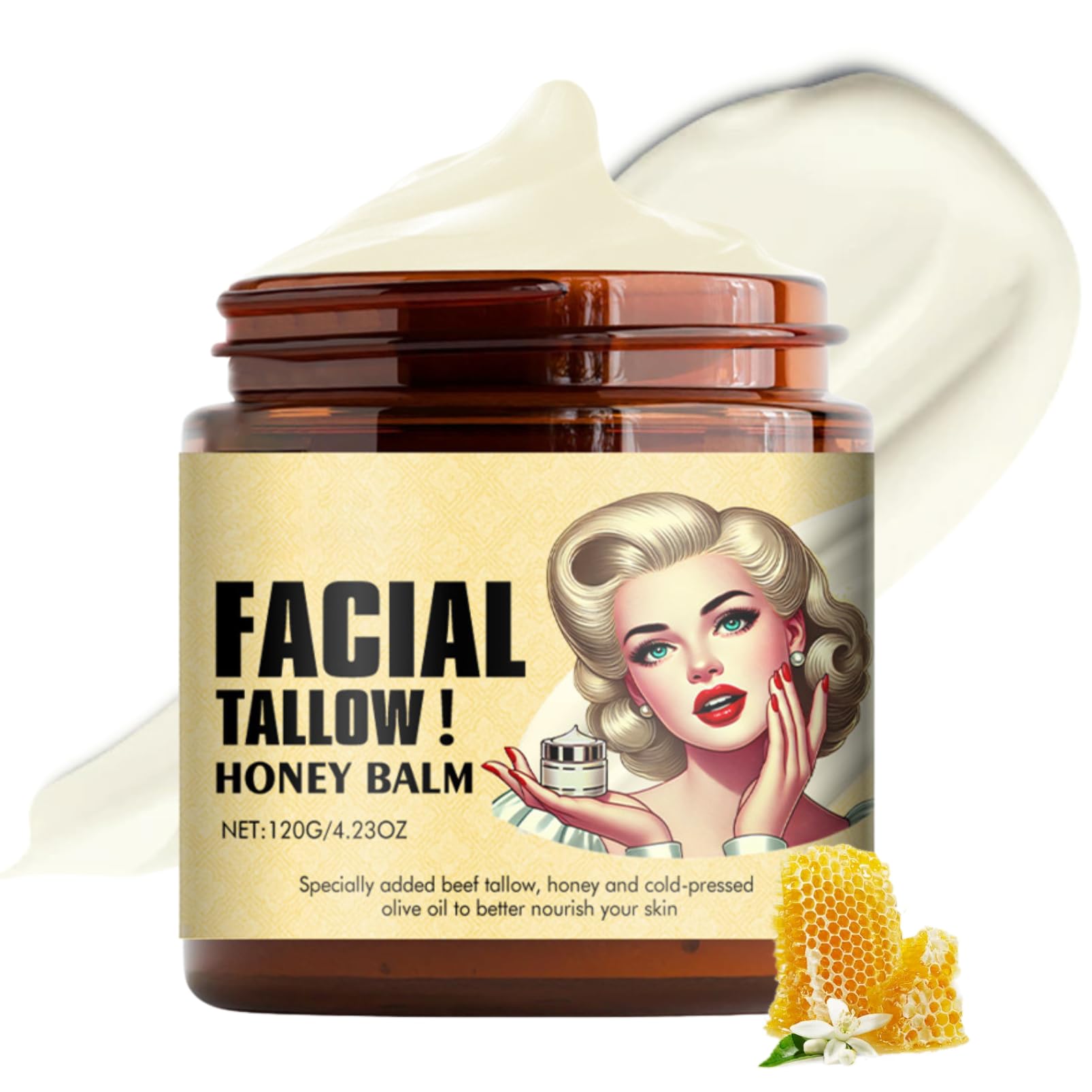Cebo De Res Para La Cara Original - Crema Cebo De Res Original - Beef Tallow for Skin - Moisturizing Grass Fed Beef Tallow - Facial Moisturizer with Raw Honey - Hydrating Body Butter for Dry Skin