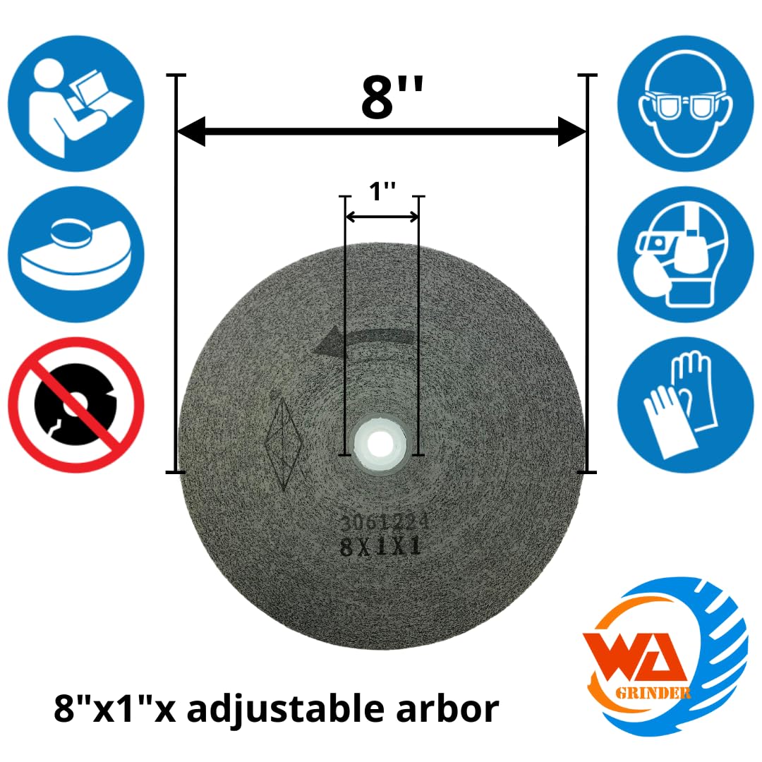 WA - Rueda de molienda de banco de 8 pulgadas, carburo de silicio de fibra de nailon de alta densidad, rueda de desbarbado, vida prolongada, refinamiento eficiente de metal y bordes, ruedas de pulido