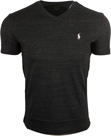 Polo Ralph Lauren Mens Standard Fit V-Neck Shirt Medium, Black Heather