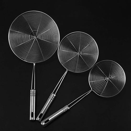 Miniatura 2 de ZzzaNa 15cm Stainless Steel Spider Strainer Skimmer Kitchen Mesh Colander Pasta Strainer Spoon Ladle Wire Strainer with Handle for Flour Powder