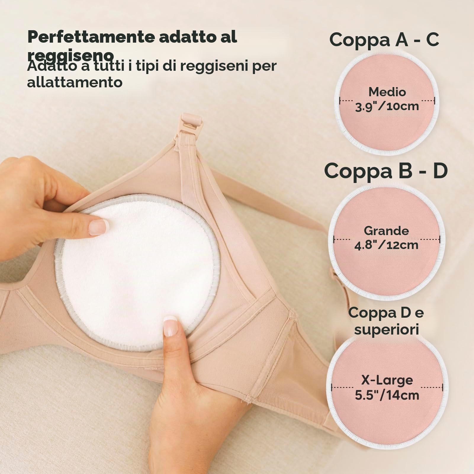 KeaBabies Riutilizzabile Assorbenti per allattamento per L'allattamento al seno - 4 Strati Bambù Biologico Assorbenti per allattamento - Coppette Assorbilatte Lavabili (Lovelle, L 12cm)