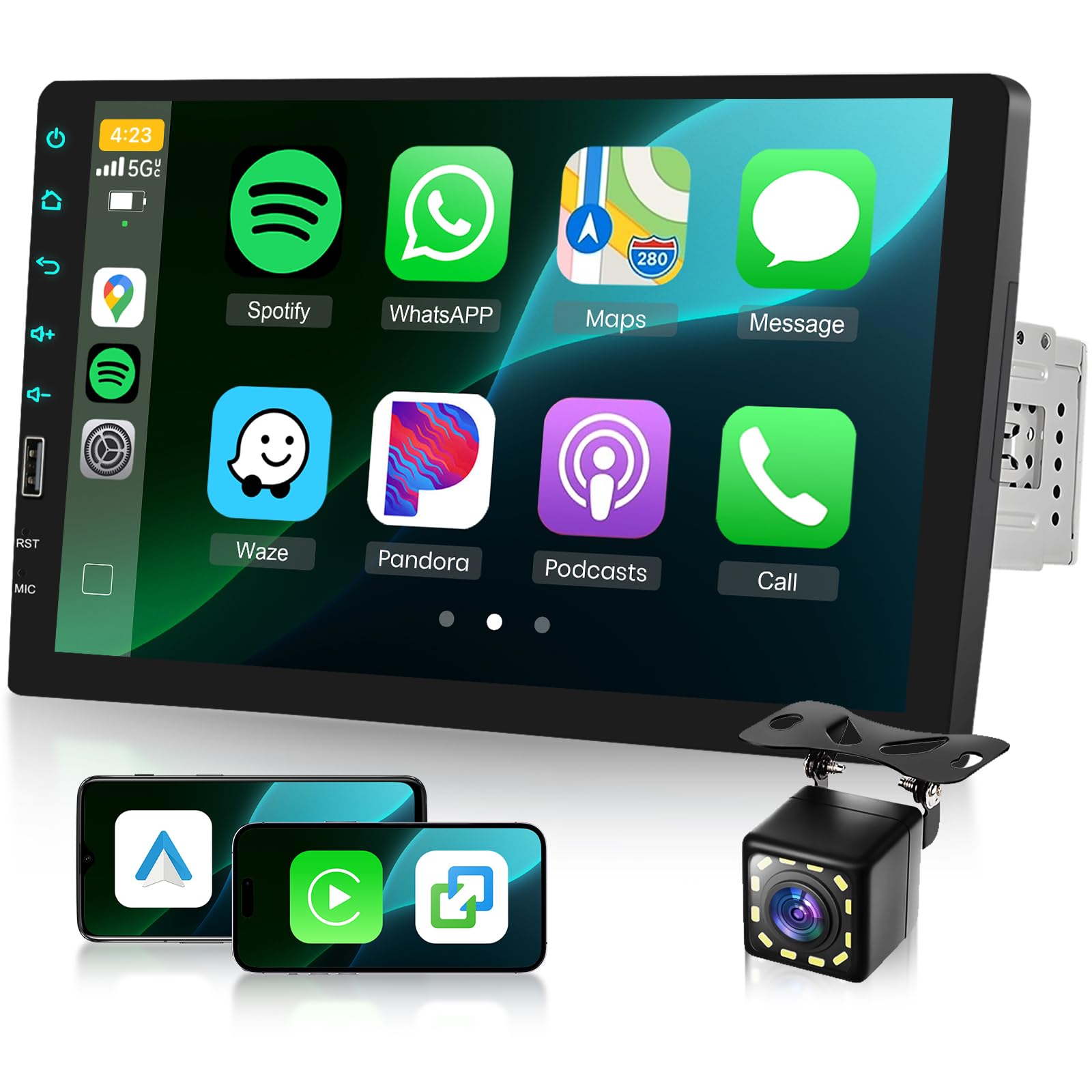 Single Din Car Stereo with AM/FM/RDS Radio Backup Camera, Sellrich 9 inch IPS Touch Screen Single Din Radio Support Wireless Carplay Android Auto Bluetooth Mirror Link YouTube Online Video USB Port-image-24
