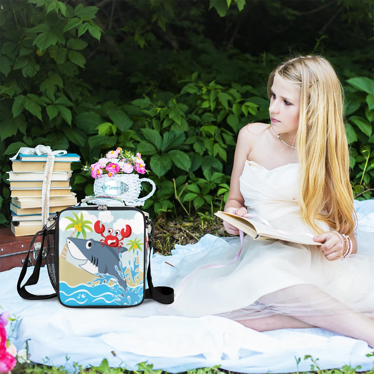 Sac à Déjeuner Isotherme Enfant – Motif Océan Requin Dauphin | Garde Froid/Chaud, École, Travail, Pique-nique