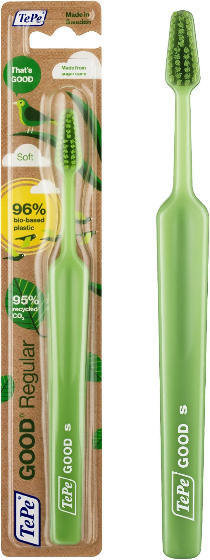TePe GOOD Mini Toothbrush, Extra Soft, Green, 1pc, toothbrush for children, extra soft bristles for gentle cleaning, from first tooth until 3 yrs