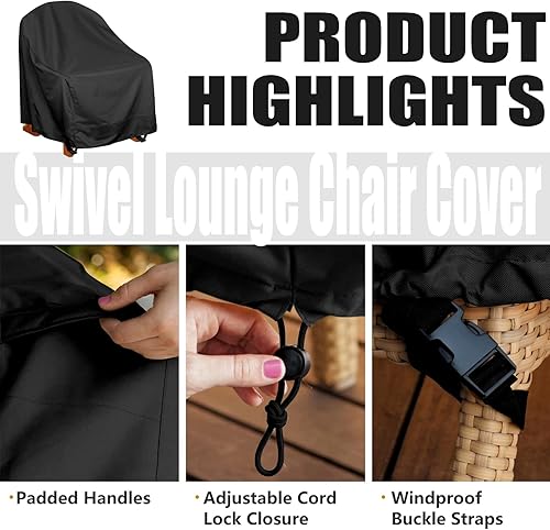 Miniatura 3 de Paquete de 2 fundas giratorias para sillas de descanso para exteriores, se adaptan a la mayoría de sillas de patio y sillas de comedor giratorias