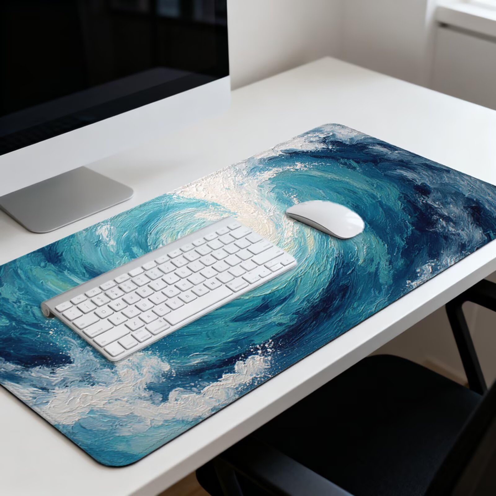 Niebieska podkładka pod mysz XXL 1200 x 600 mm, duża antypoślizgowa podkładka pod mysz do gier, akcesoria biurowe, wodoodporna podkładka pod mysz z zamykaną krawędzią do biura, domu i pokoju zabaw
