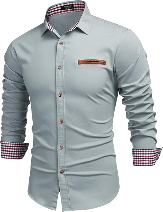 COOFANDY Men's Casual Dress Shirt Button Down Shirts Long-Sleeve Denim Work Shirt