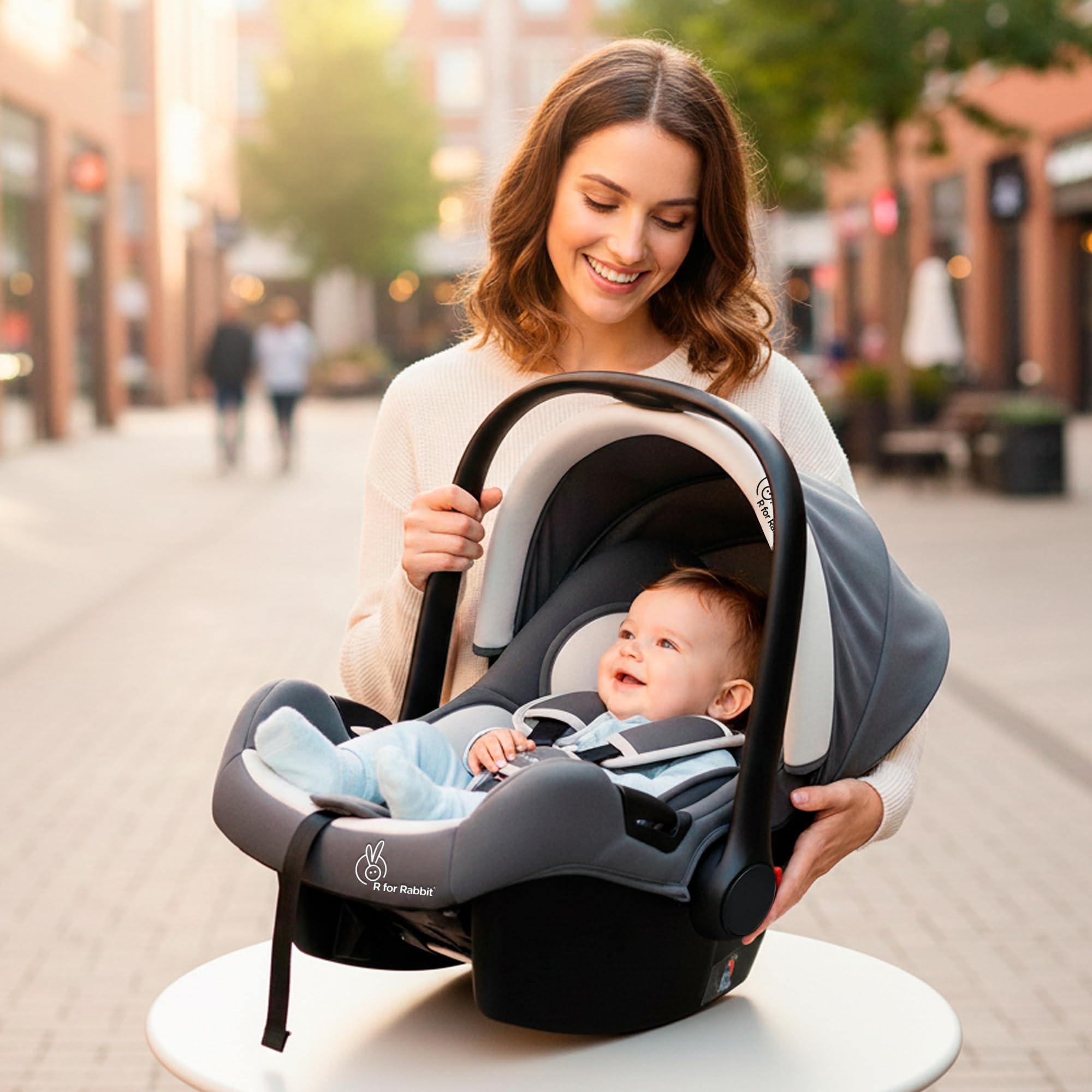 R for Rabbit Picaboo Sportz Baby Carry Cot, 3 in 1 Multi Purpose Kids Carry Cot, Feeding Chair, Rocker for Infant Babies of 0 to 15 Months & Weight Capacity Upto 13 Kgs (Light Grey)