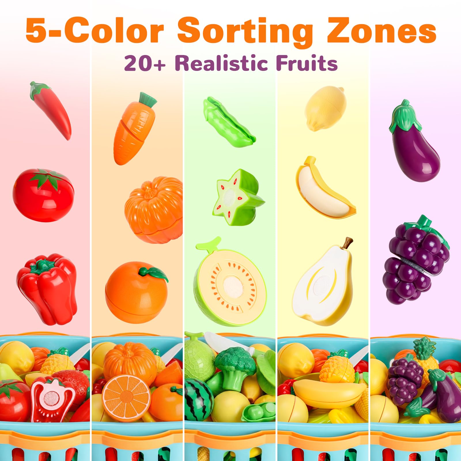 Conjunto Wdebay: fruta para cortar + alfombra de árbol de fieltro. Accesorios para comedores, Juego de comida para cocina infantil. Juguete educativo a partir de 3 años – Regalo para niñas/niños