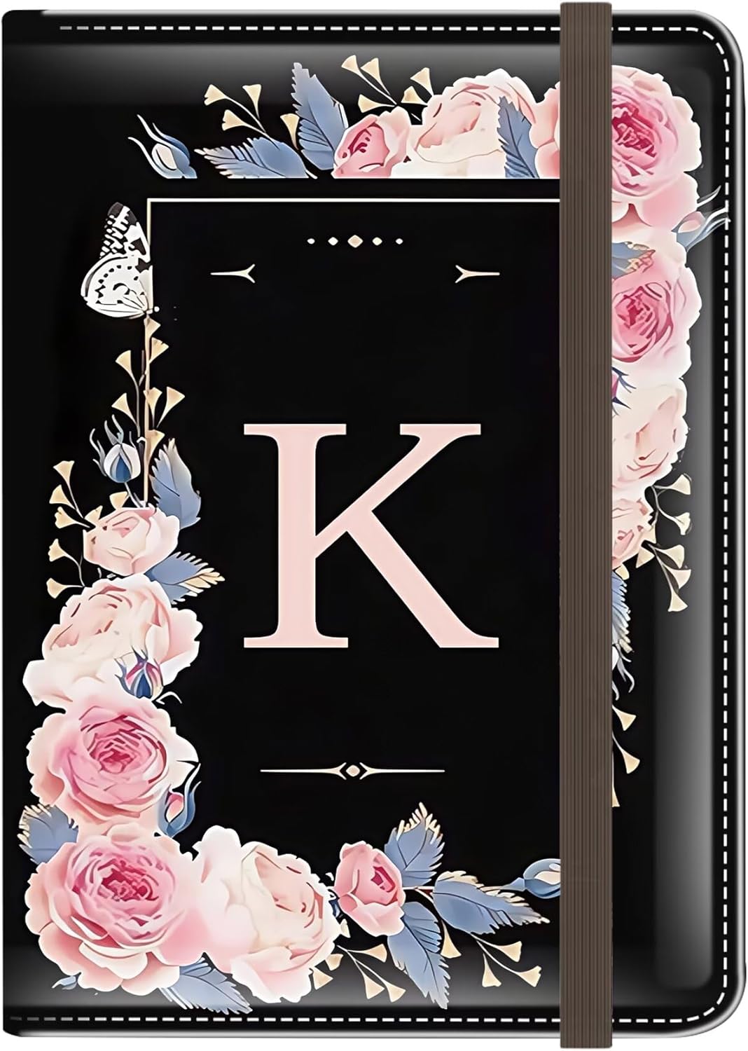 Initial Passport Holder, RFID Blocking Personalized Letter Passport Cover Wallet with Credit Card Slot and Boarding Pass Slot Combo, Leather Travel Documents Organizer Women Men, Flower letter K Initial Passport Holder, RFID Blocking Personalized Letter Passport Cover Wallet with Credit Card Slot and Boarding Pass Slot Combo, Leather Travel Documents Organizer Women Men, Flower letter K