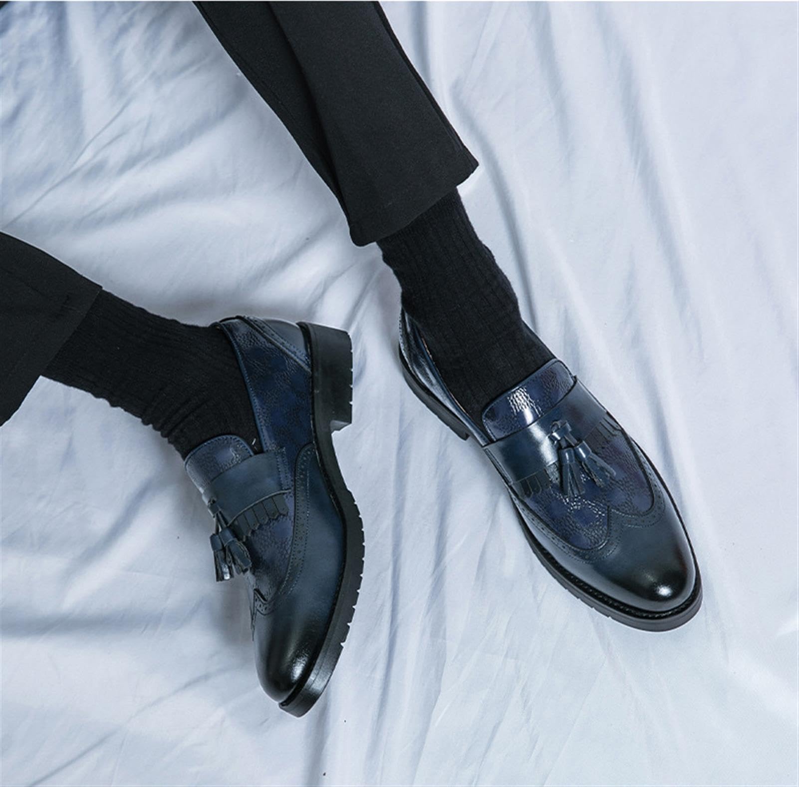 Mocassini con Nappine Uomo Scarpe Brogue Oxford Eleganti Stringate Basse da Cerimonia Business Matrimonio Casual Scarpe in Pelle