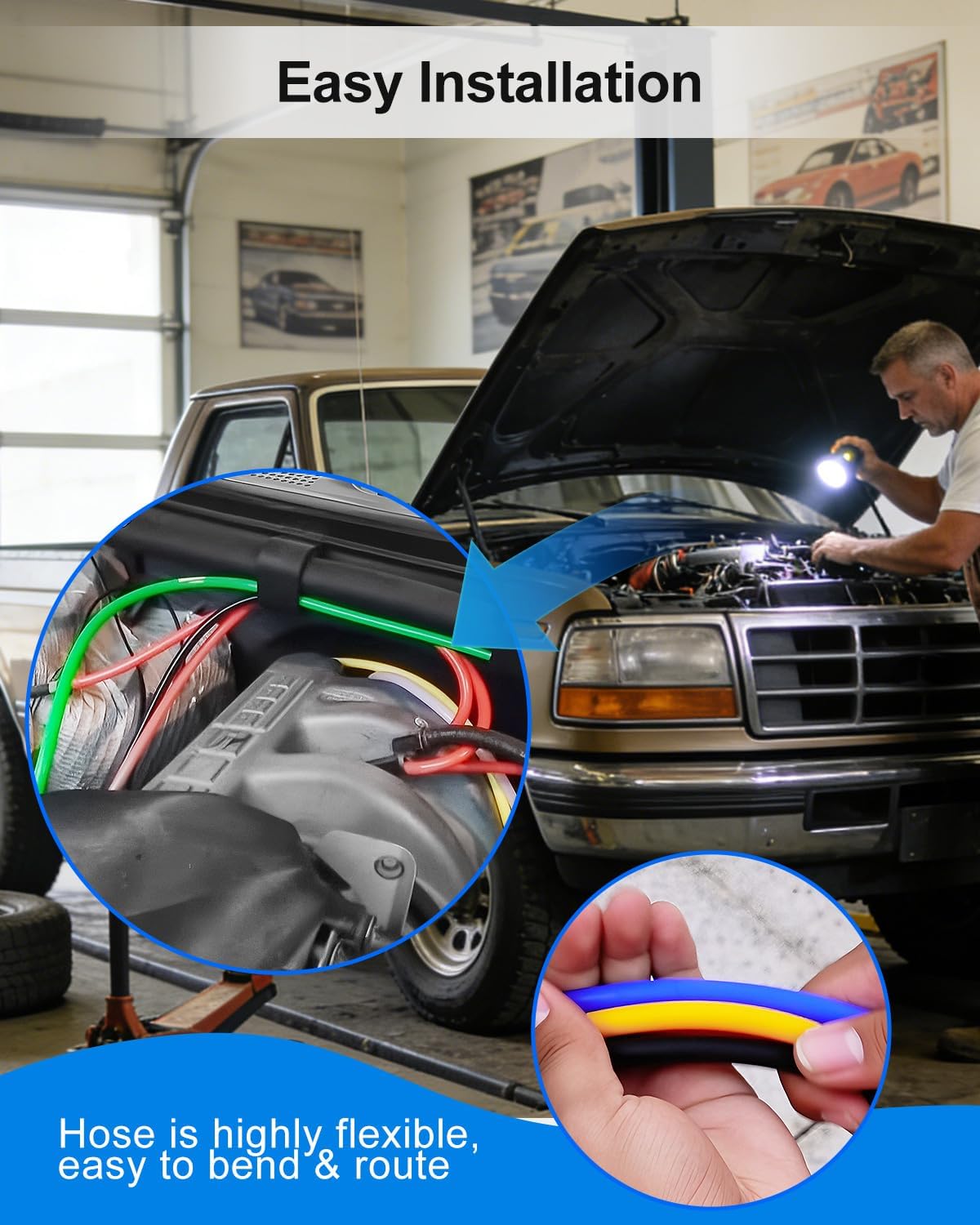 8mm Vacuum Line Kit Fit for Ford F-150 Only 305w 351w Engines 5.0 5.8 Hoses 1992-1996 5-PCS